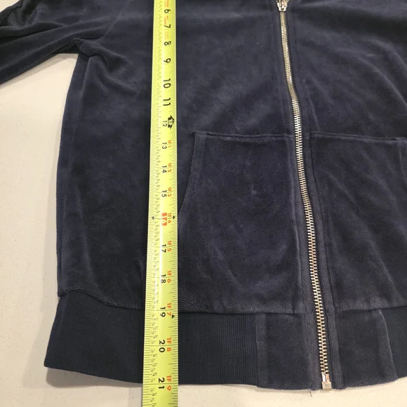 Victoria’s Secret Velour Zip Up Jacket XS Navy Blue Cozy Lounge - Picture 8 of 8